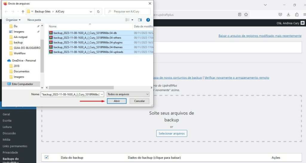 backup externo sites