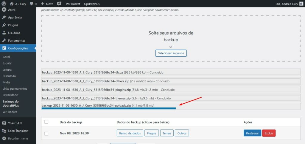 backup externo sites