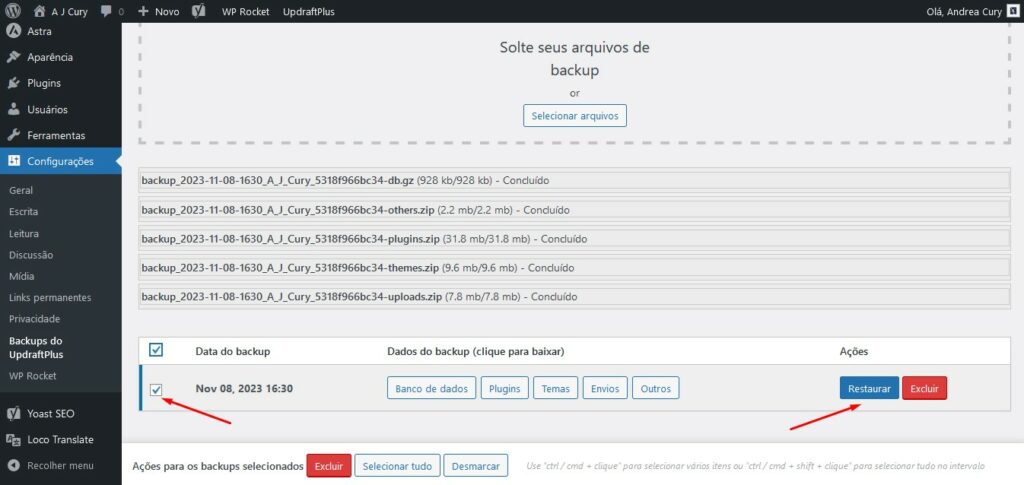 backup externo sites