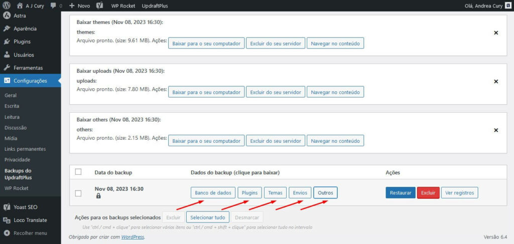 backup externo sites