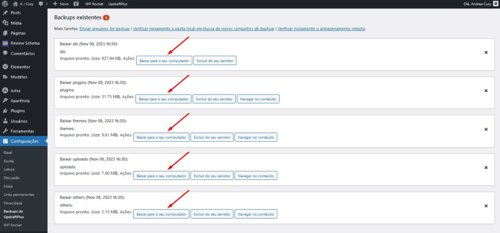 backup externo sites